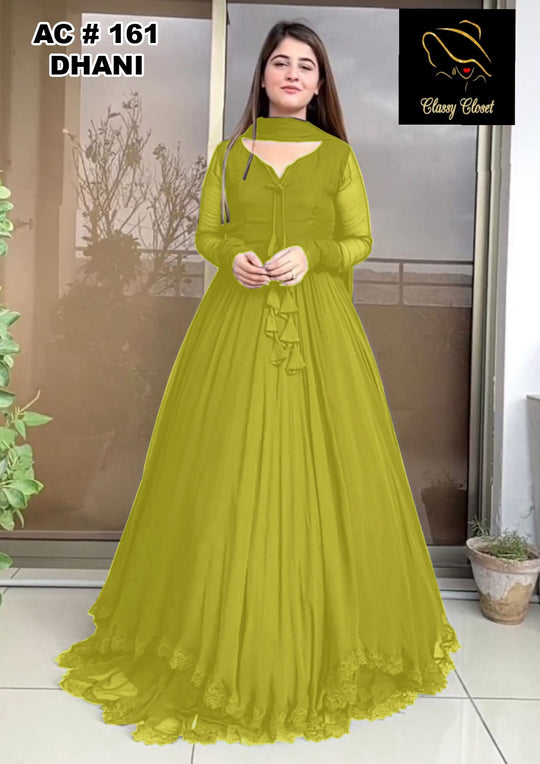 *Graceful Lacework 3PCs Flare Maxi Set with Dupatta..*